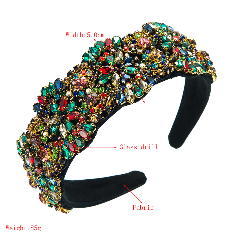 Fashion Baroque Handmade Sewing Color Glass Drill Flower Fabric Art Bridal Rhinestone Headband display picture 1