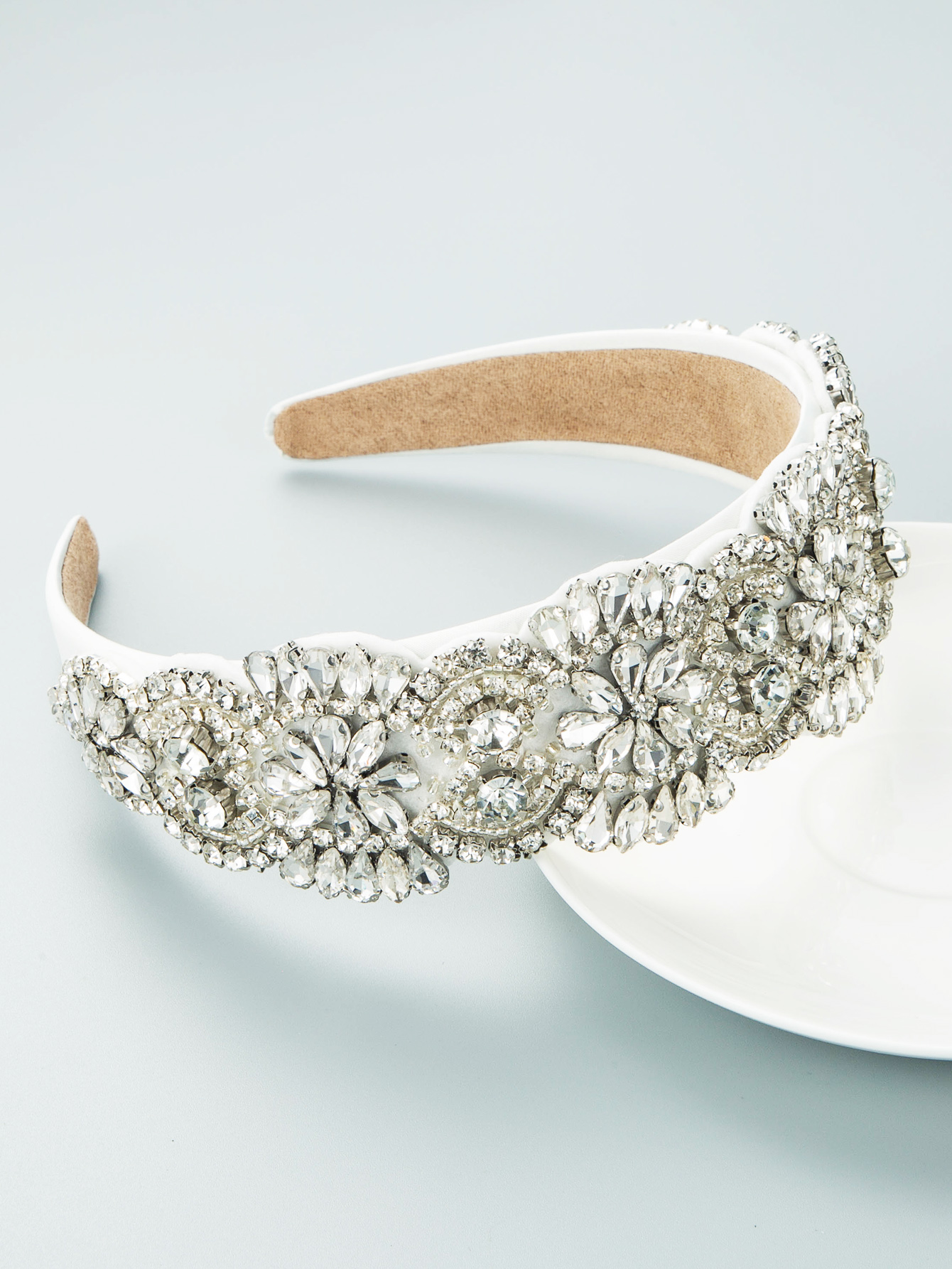 Fashion Baroque Handmade Sewing Color Glass Drill Flower Fabric Art Bridal Rhinestone Headband display picture 10