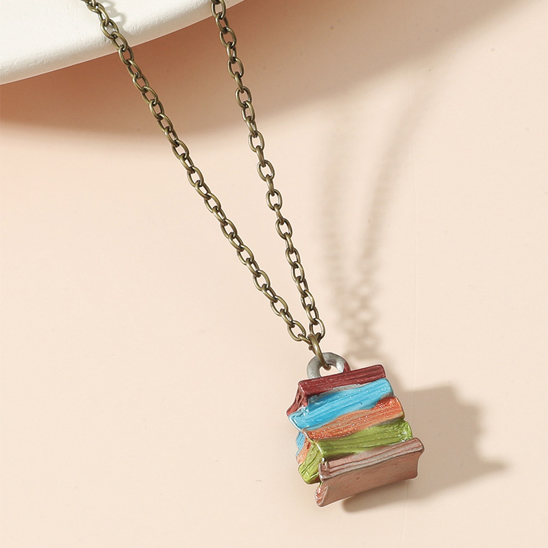 Fashion Ornament Oil Dripping Book Shaped Alloy Necklace display picture 2