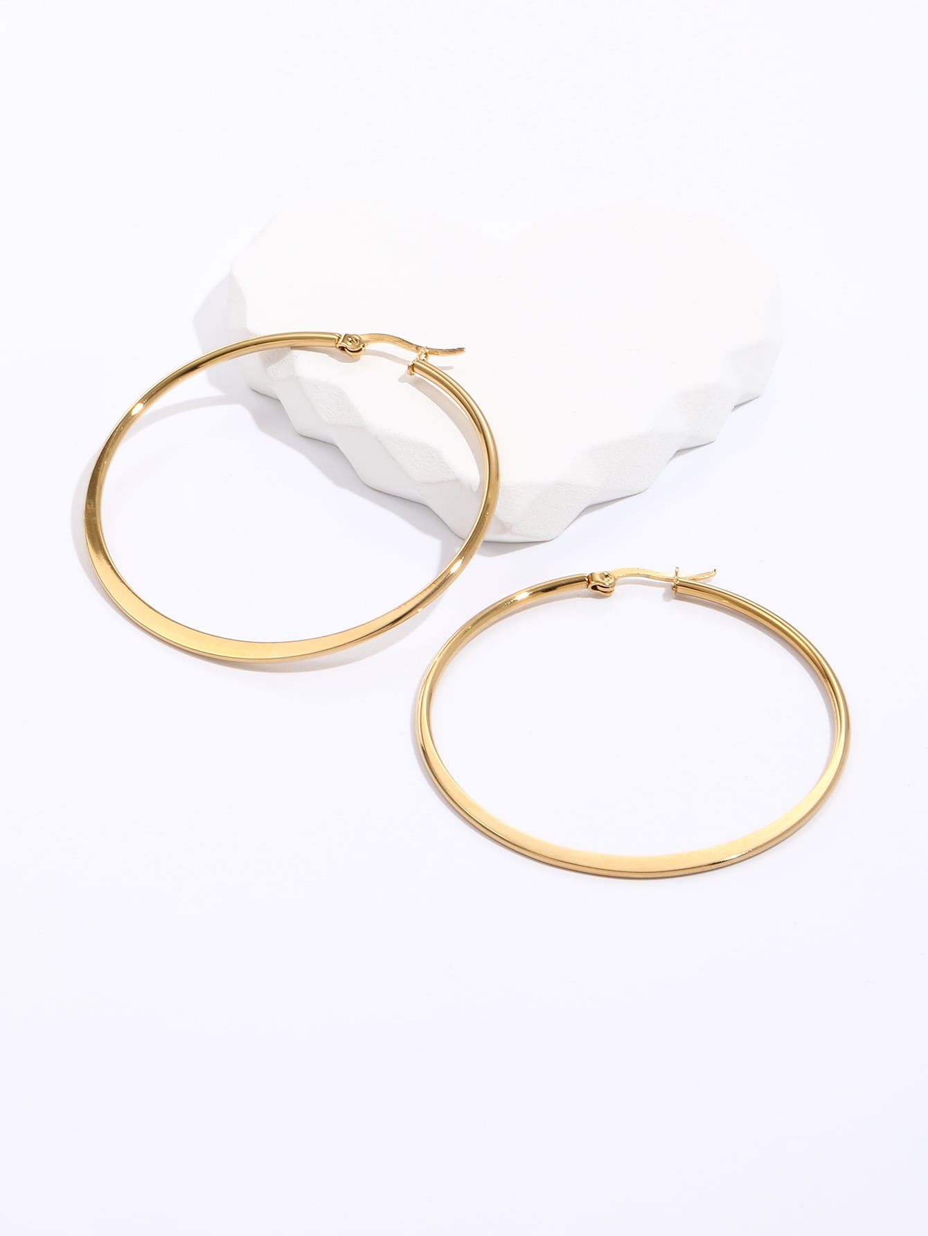 1 Piece Fashion Circle Plating 201 Stainless Steel 18K Gold Plated Earrings display picture 2