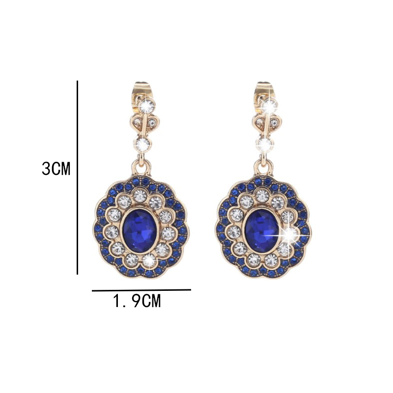 Fashion Shining Bride Rhinestone Oval Pendant Gemstone Alloy Earrings display picture 6