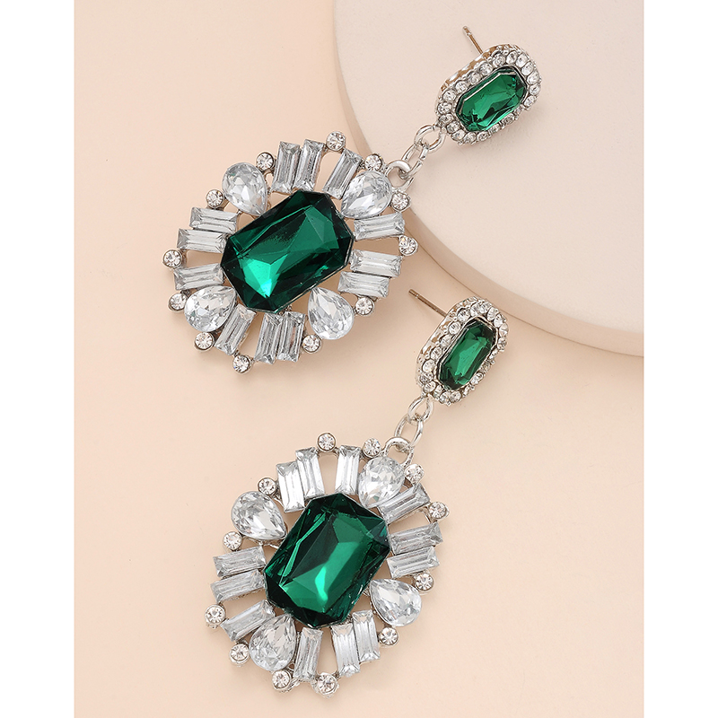 Fashion Oval Full Diamond Gemstone Rhinestone Alloy Earrings display picture 5