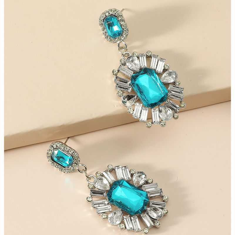 Fashion Oval Full Diamond Gemstone Rhinestone Alloy Earrings display picture 6