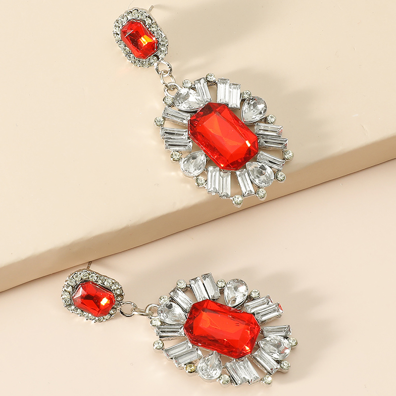 Fashion Oval Full Diamond Gemstone Rhinestone Alloy Earrings display picture 8