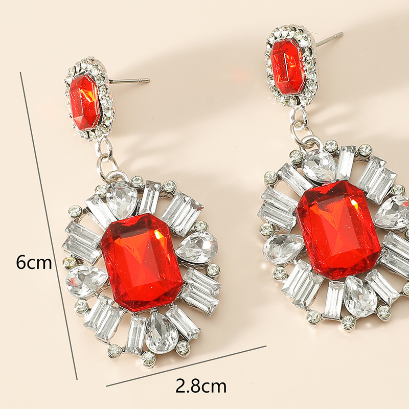 Fashion Oval Full Diamond Gemstone Rhinestone Alloy Earrings display picture 9