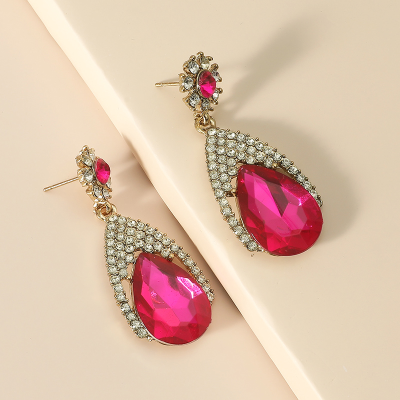 Fashion Grandeur Full Diamond Water Drop Alloy Ear Studs display picture 7