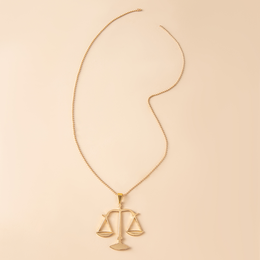 Simple Libra Pendent Round Beads Chain Alloy Necklace display picture 3