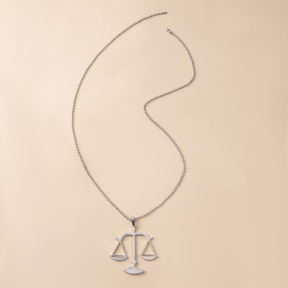 Simple Libra Pendent Round Beads Chain Alloy Necklace display picture 7