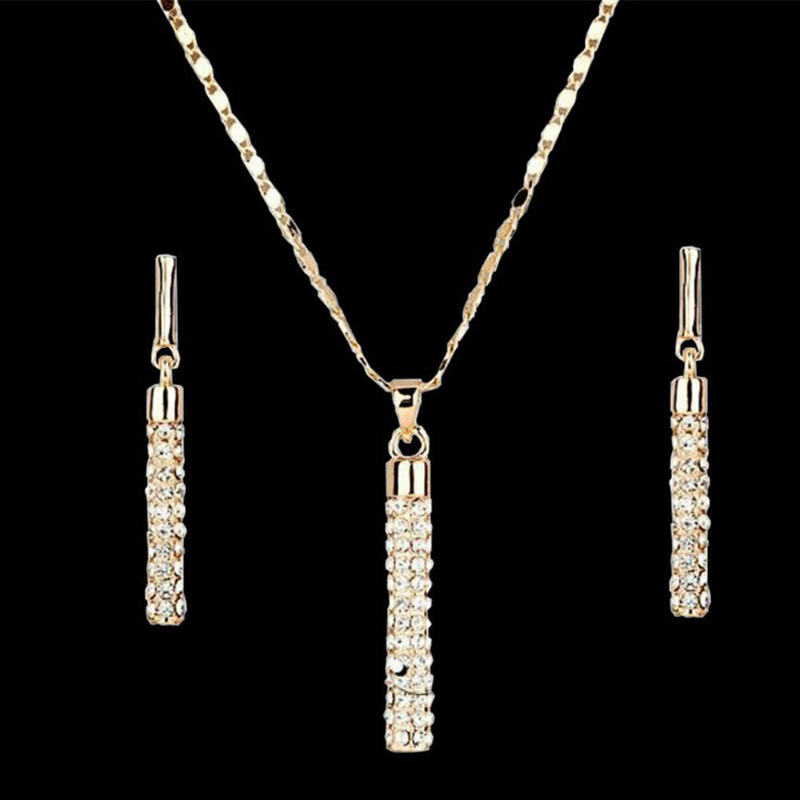 Fashion Geometric Diamond Cylindrical Stud Necklace Set display picture 2