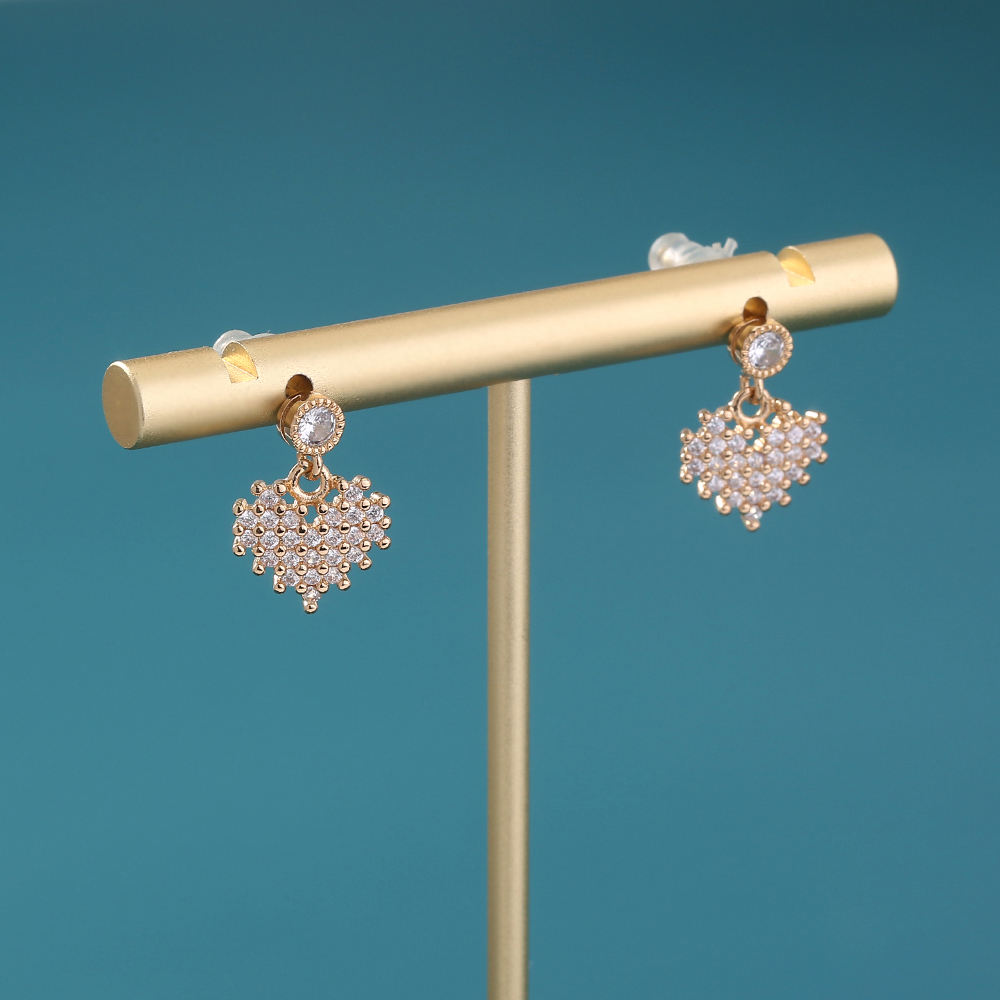 New Hot Selling Jewelry Love Honeycomb Zircon Element Earrings Earrings display picture 2