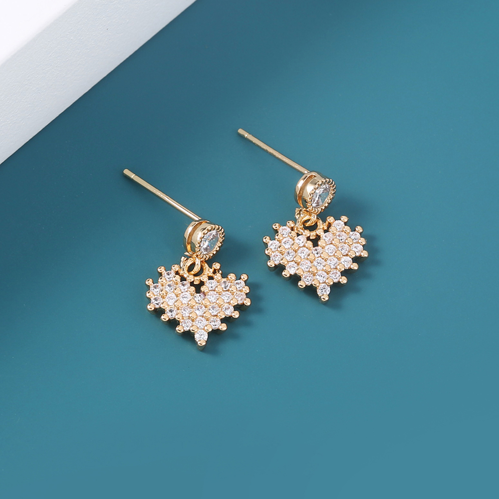 New Hot Selling Jewelry Love Honeycomb Zircon Element Earrings Earrings display picture 4