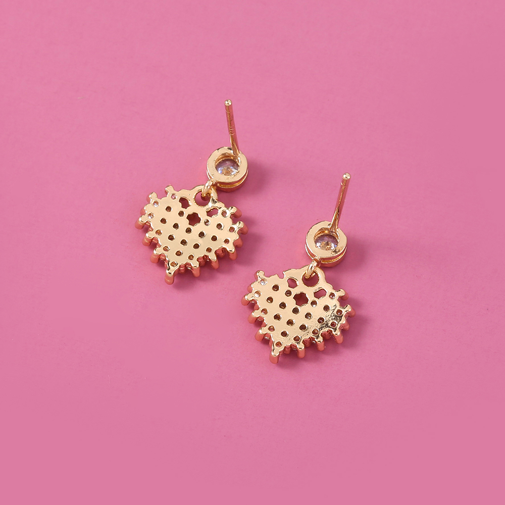New Hot Selling Jewelry Love Honeycomb Zircon Element Earrings Earrings display picture 5