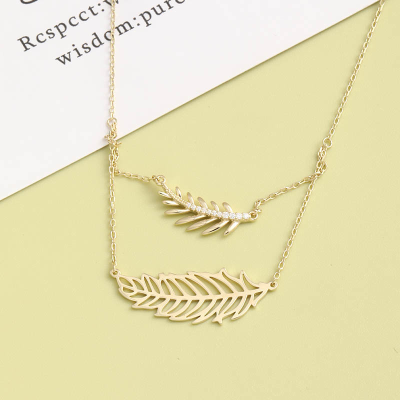 Simple Classic Leaf S925 Silver Necklace display picture 1