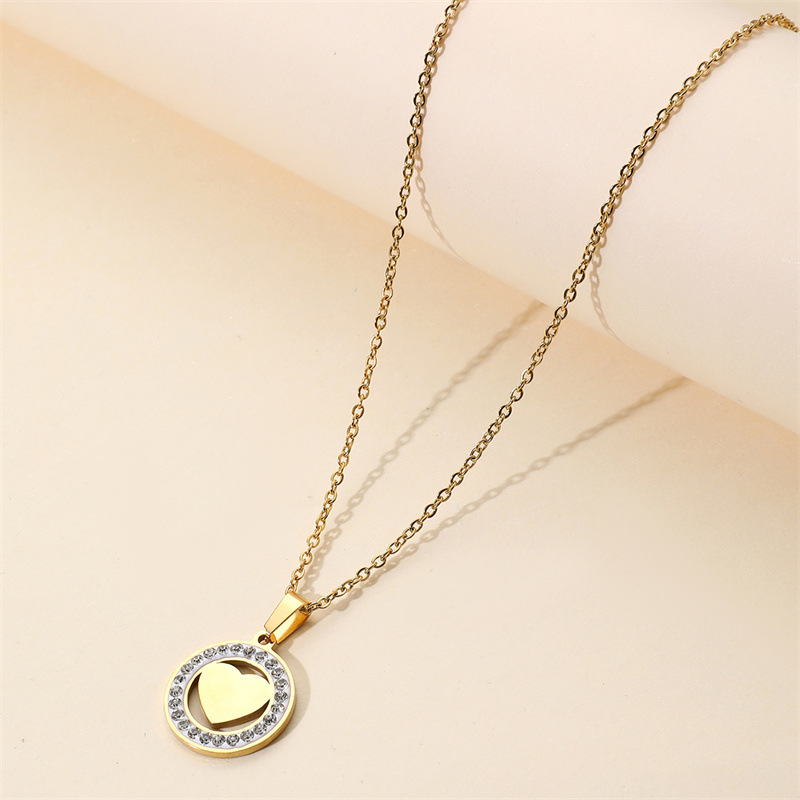 Ig Style Simple Style Love Heart Shape Lock Stainless Steel Plating Inlay Zircon Pendant Necklace display picture 3