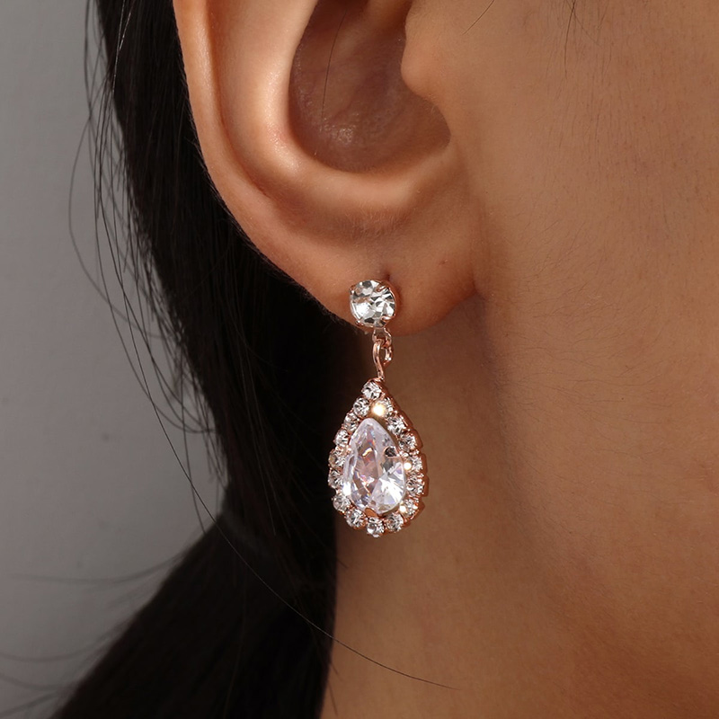 Fashion Geometric Rhinestone Crystal Zircon Drop Alloy Earrings display picture 6