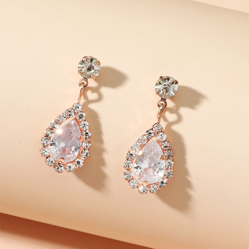 Fashion Geometric Rhinestone Crystal Zircon Drop Alloy Earrings display picture 8