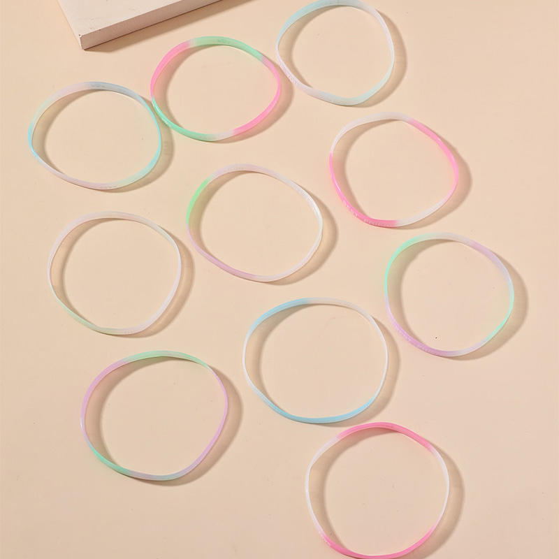 Set Of 10 Colorful Silicone Elastic Bracelets Wholesale display picture 3