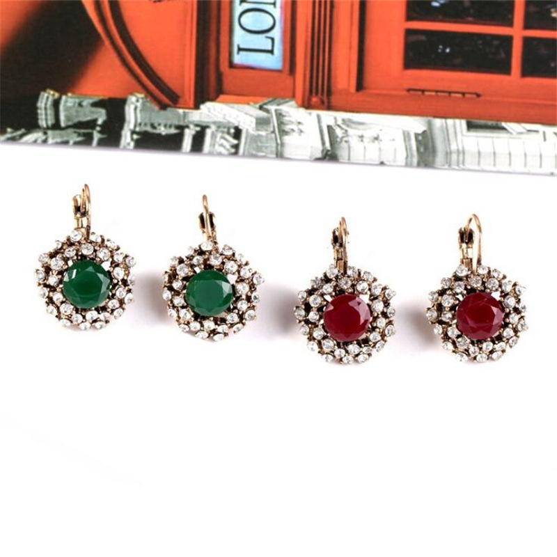 Vintage Fashion Round Flower Rhinestone Alloy Ear Clips display picture 3