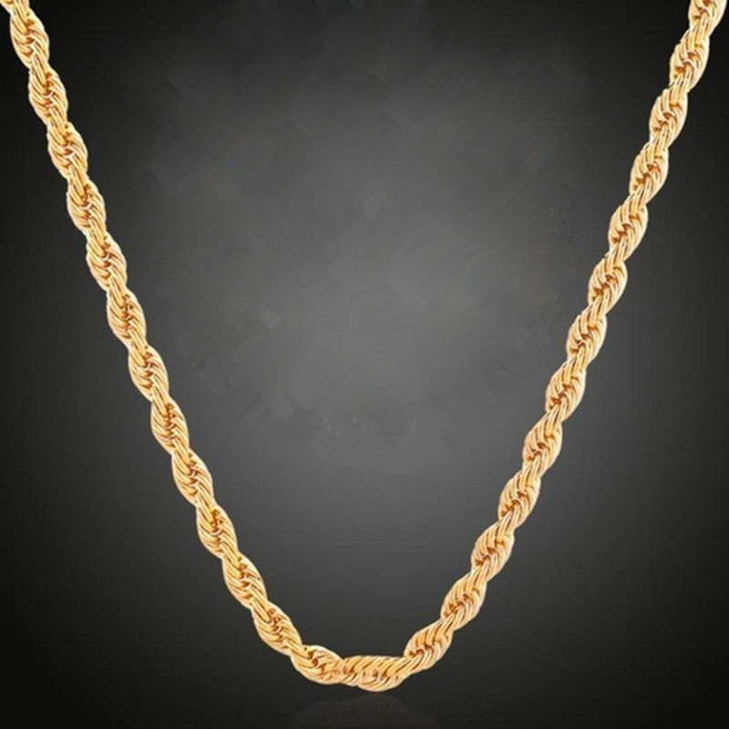 Simple Chain Twist Golden Long Alloy Necklace display picture 1