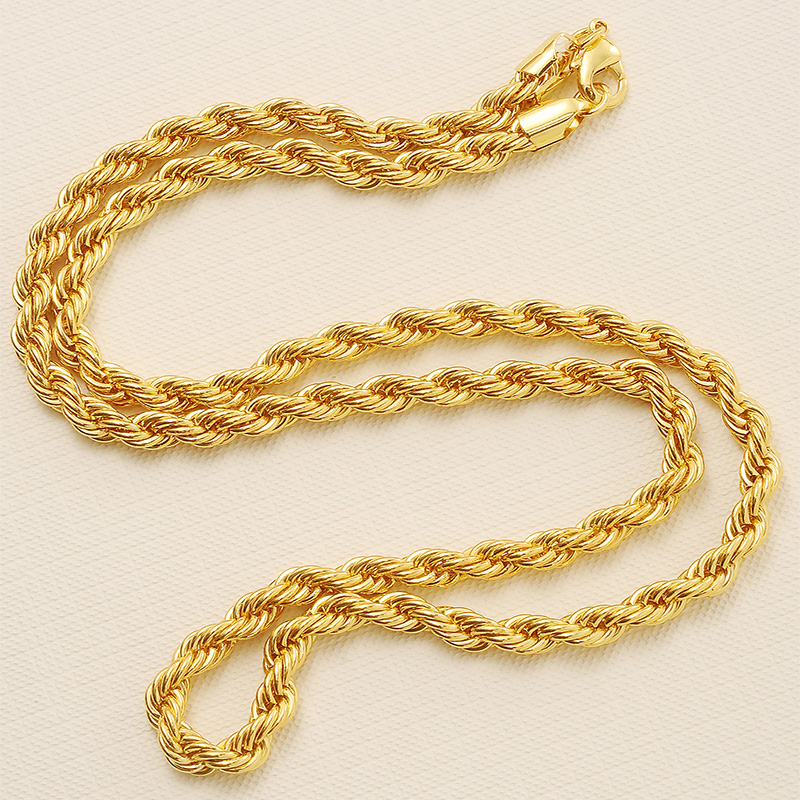 Simple Chain Twist Golden Long Alloy Necklace display picture 2