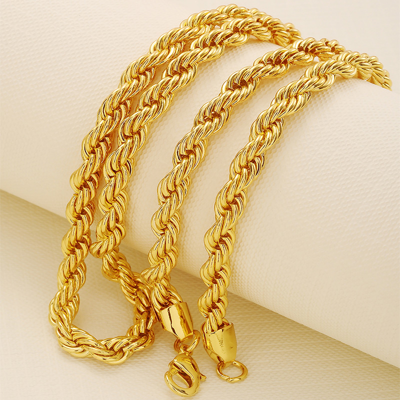 Simple Chain Twist Golden Long Alloy Necklace display picture 4