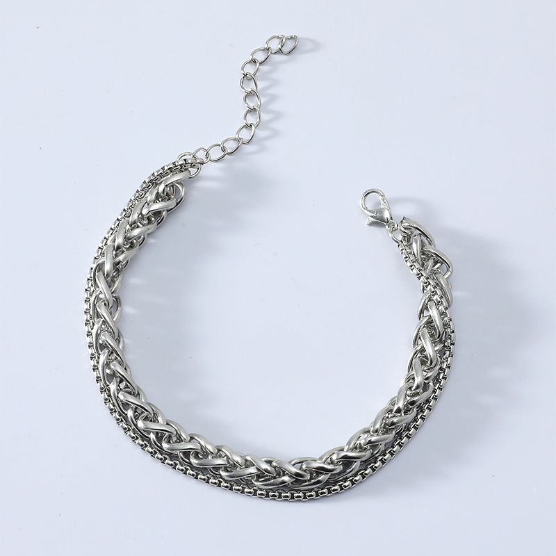 Men's Simple Fashion Thick Chain Double Layer Alloy Bracelet display picture 3