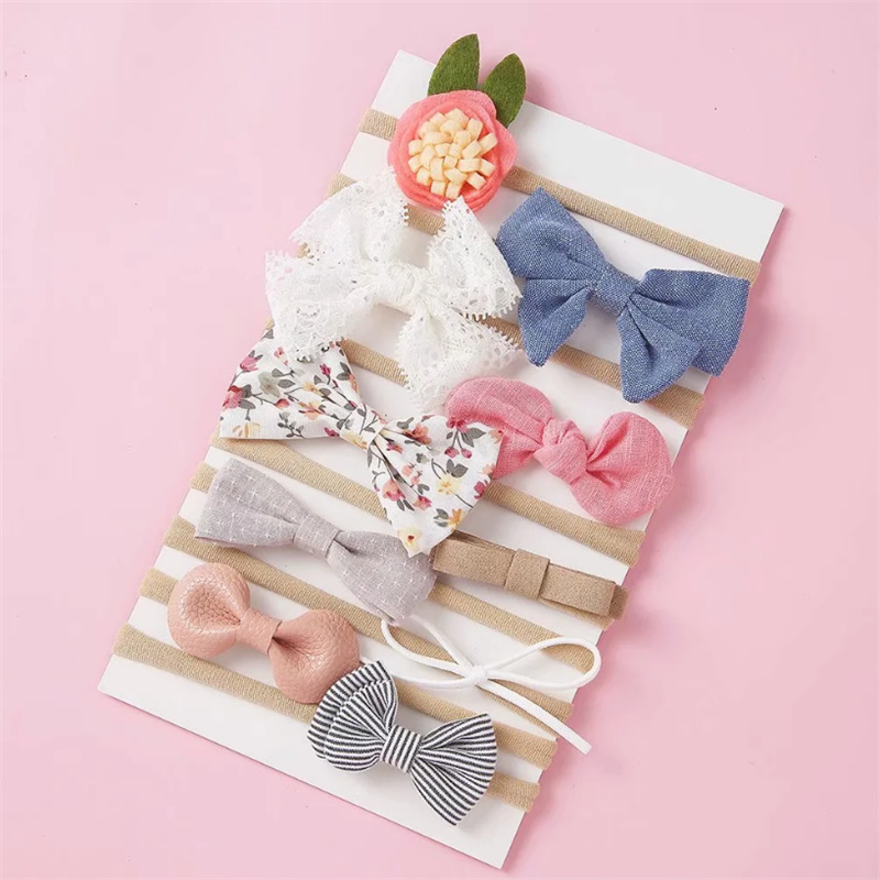 Children's 10-piece Handmade Fabric Bow Hair Tie Set display picture 1