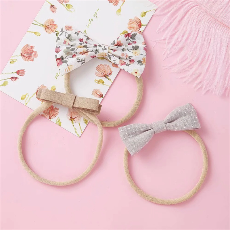 Children's 10-piece Handmade Fabric Bow Hair Tie Set display picture 3