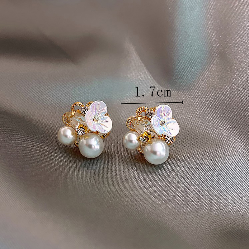 Boucles D'oreilles Géométriques À La Mode Cristal Perle Coquille Fleur display picture 7