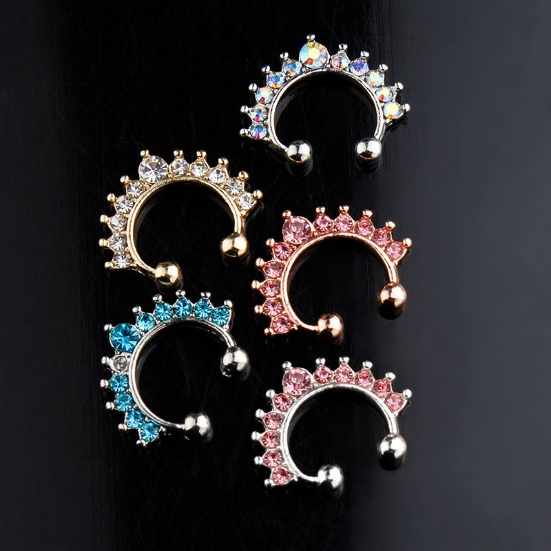 New Stainless Steel Inlaid Diamond Nose Clip display picture 1