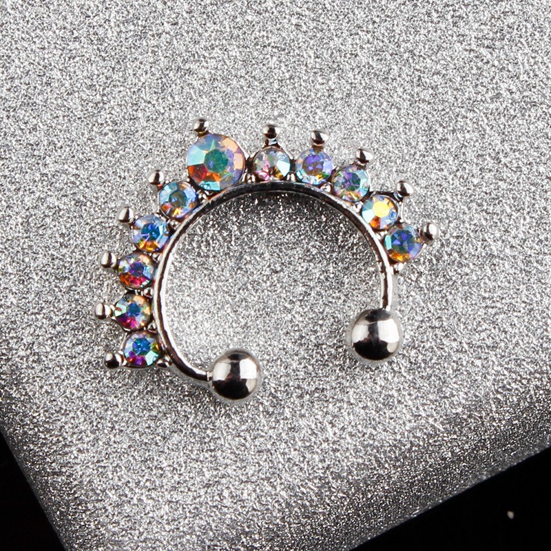 New Stainless Steel Inlaid Diamond Nose Clip display picture 5