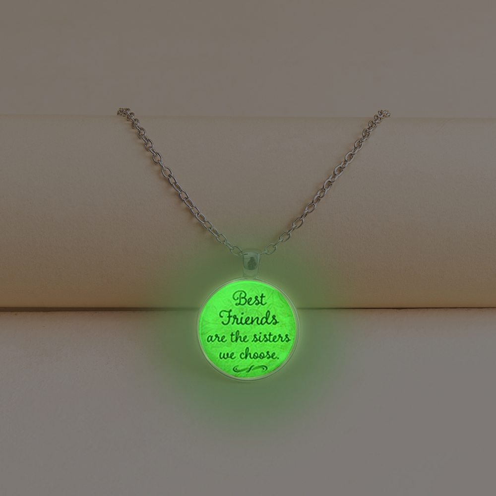 Fashion Good Friend Luminous Lettering Round Pendent Alloy Necklace display picture 1