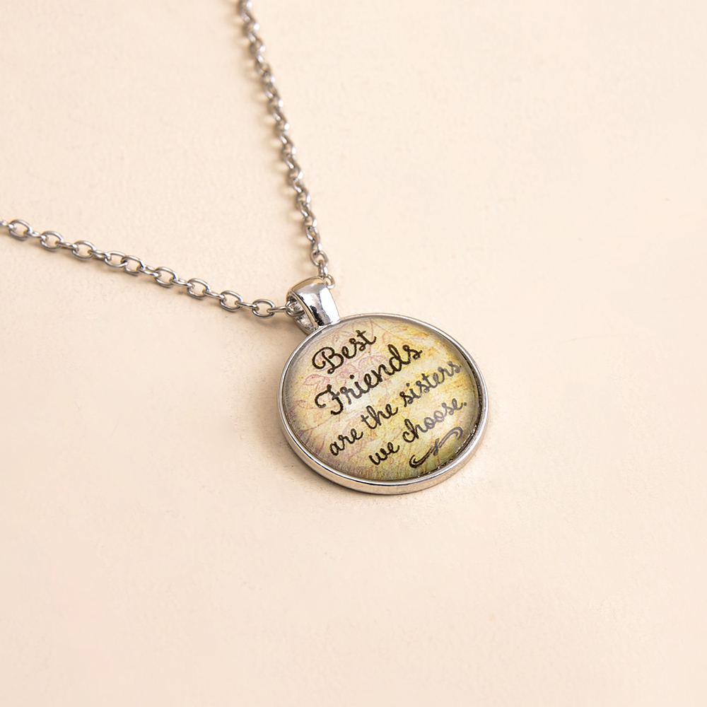 Fashion Good Friend Luminous Lettering Round Pendent Alloy Necklace display picture 4