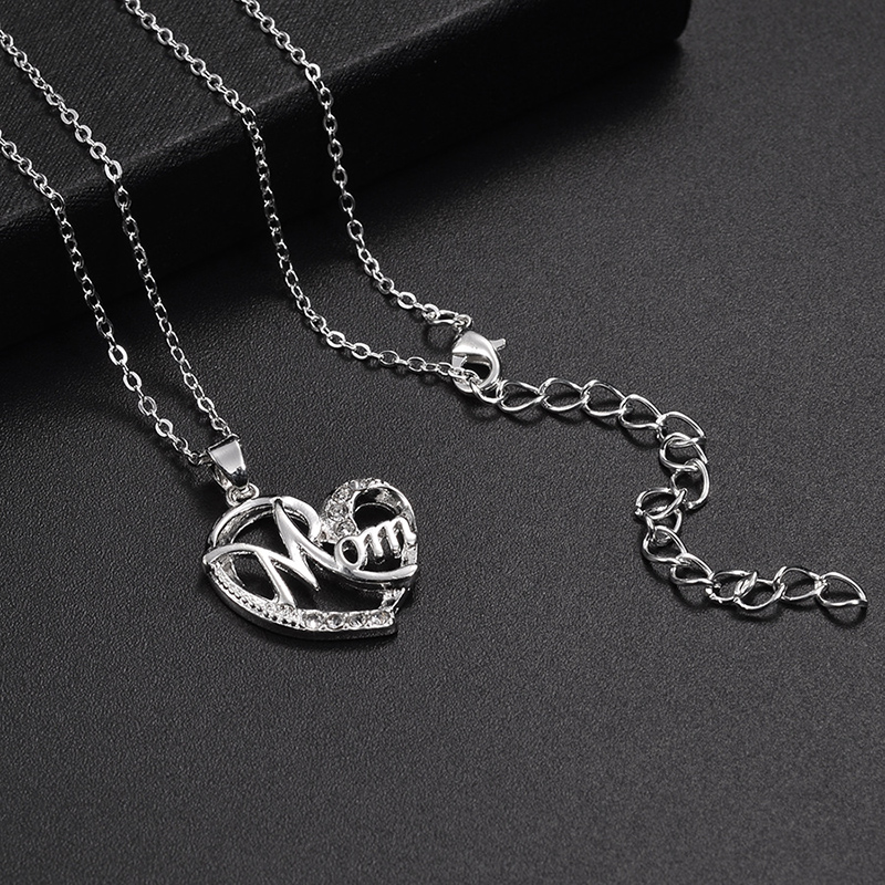 Fashion Alloy Rhinestone Letter Mom Love Pendent Necklace display picture 5