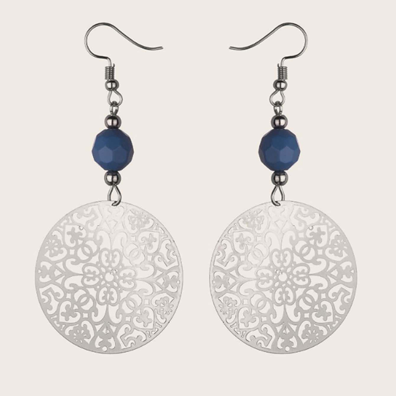 Fashion Jewelry Disc Cutout Beads Alloy Earrings display picture 1