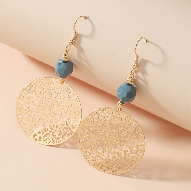 Fashion Jewelry Disc Cutout Beads Alloy Earrings display picture 2