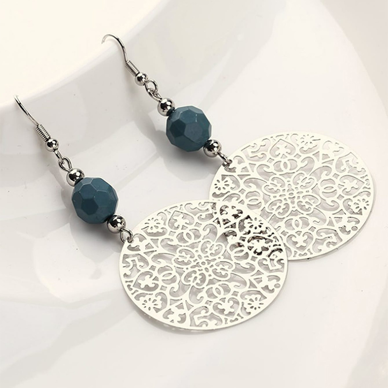 Fashion Jewelry Disc Cutout Beads Alloy Earrings display picture 3
