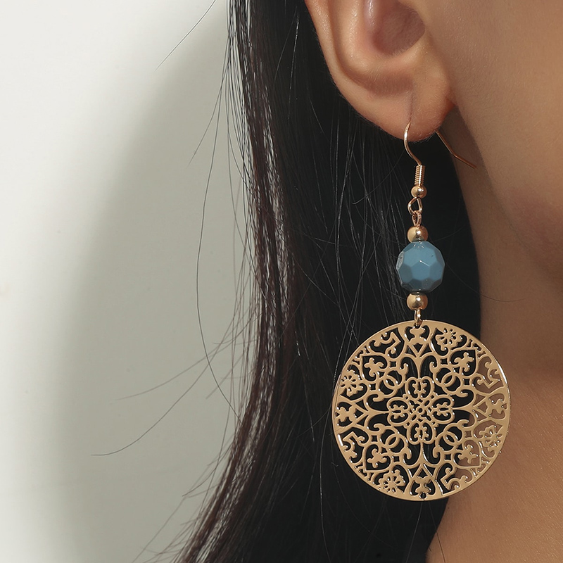 Fashion Jewelry Disc Cutout Beads Alloy Earrings display picture 5