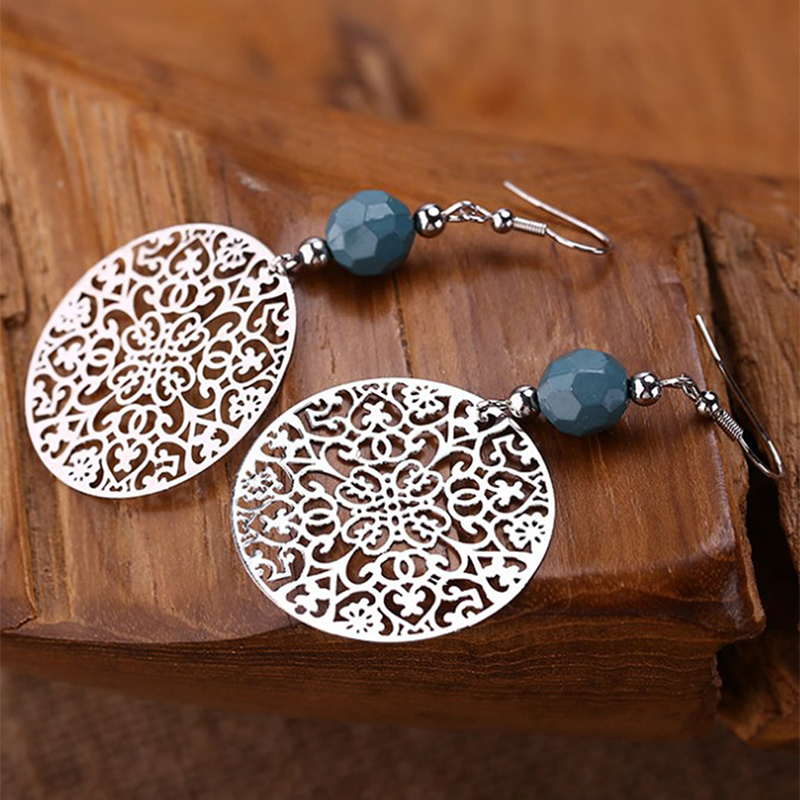 Fashion Jewelry Disc Cutout Beads Alloy Earrings display picture 6