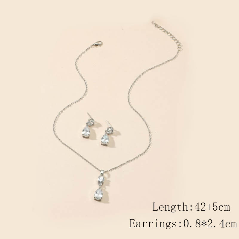 Bijoux De Mode Cristal Zircon Goutte D&#39;eau Collier Boucles D&#39;oreilles Ensemble display picture 4