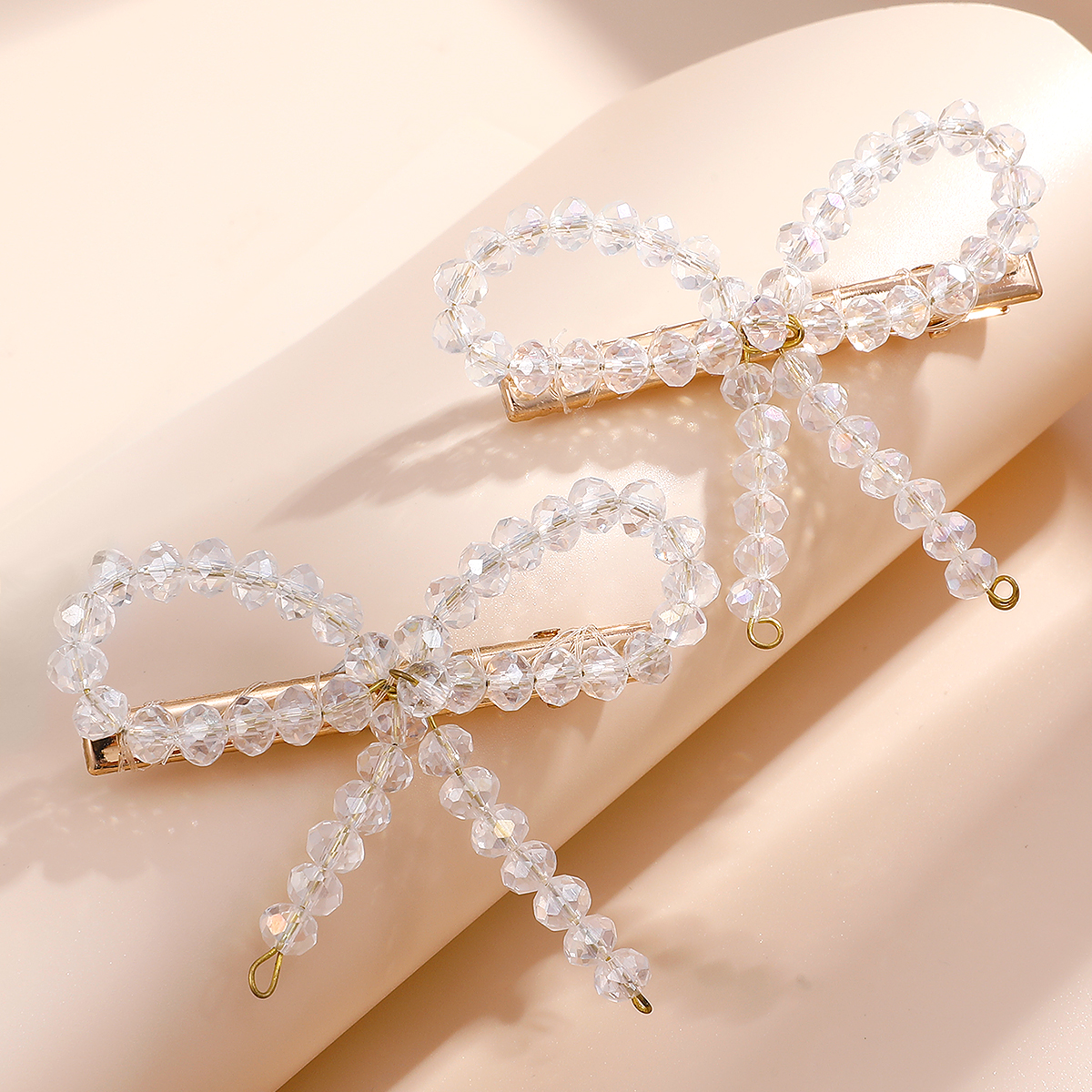2 Piece Vintage White Crystal Bow Versatile Hair Accessory Hair Clip Set display picture 3