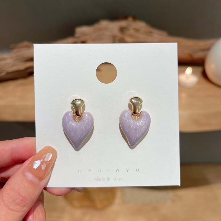 Purple Sweet 2022 New Trendy Female Love Earrings French Girl Heart Earrings Niche High-end Earrings display picture 9