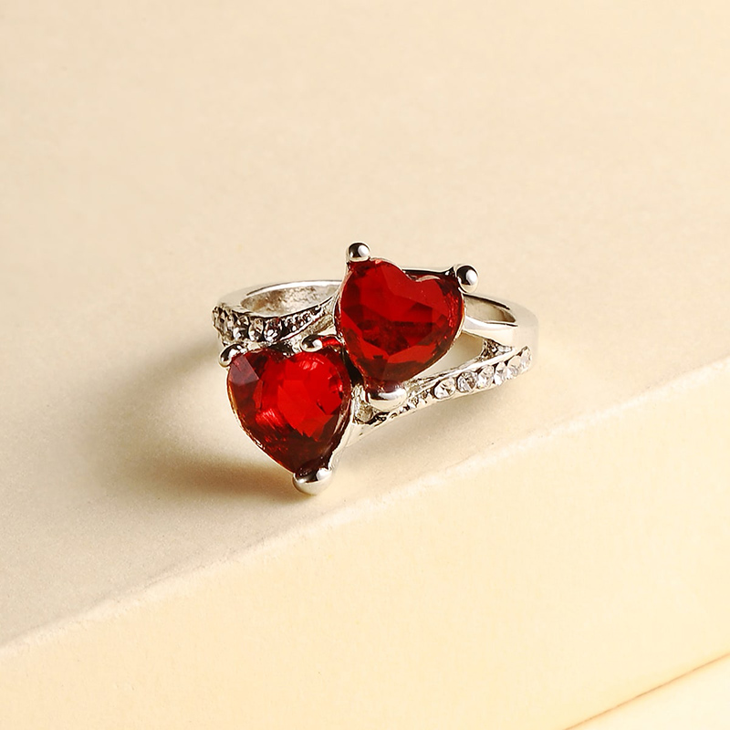 Fashion Jewelry Rhinestone Peach Heart Love Ring display picture 1