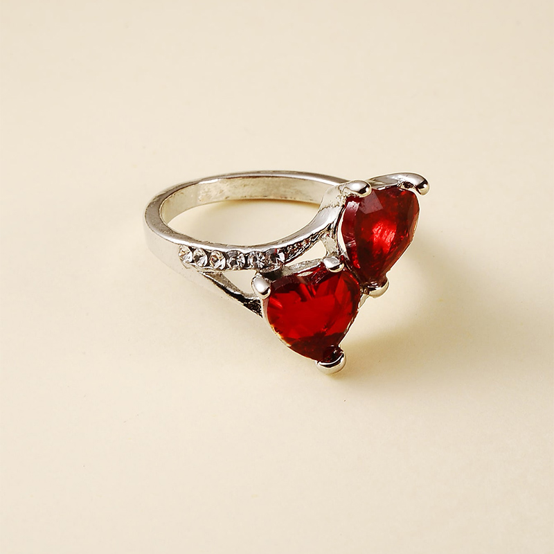 Fashion Jewelry Rhinestone Peach Heart Love Ring display picture 2