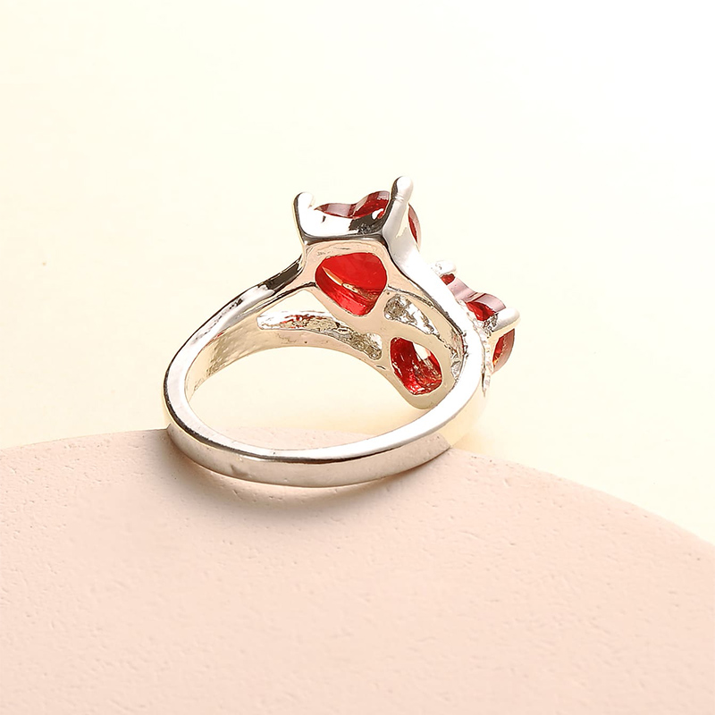 Fashion Jewelry Rhinestone Peach Heart Love Ring display picture 3