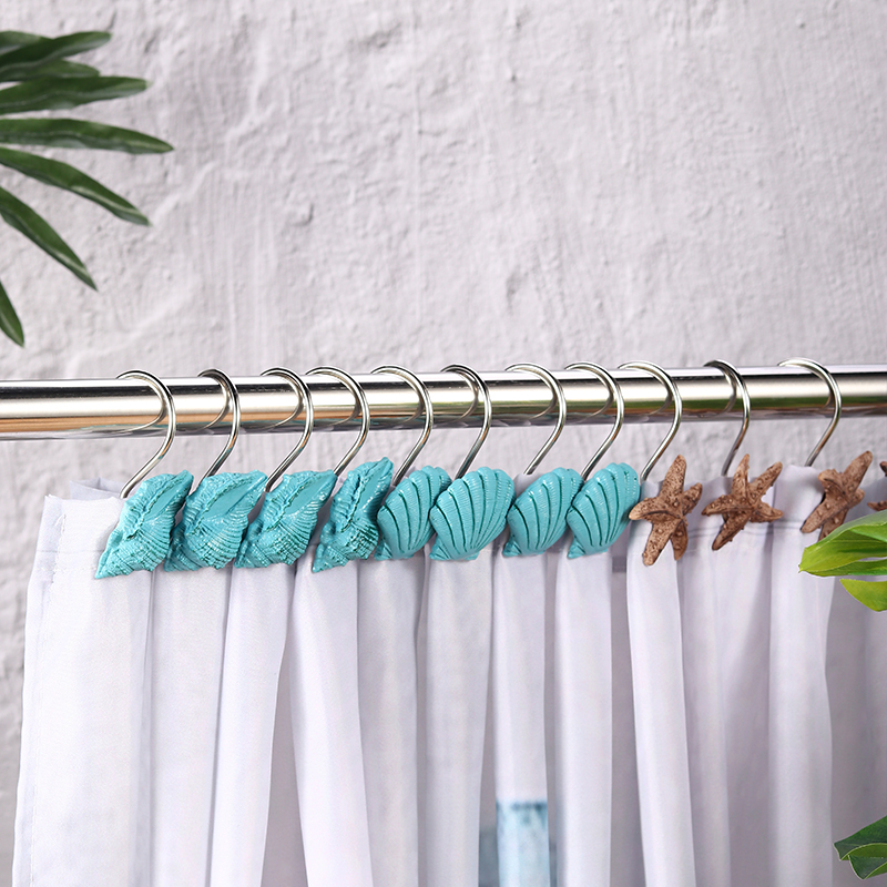 12pcs Creative Door Clothes Storage Clothes Hook Fashion Marine Life Modeling Hook Curtain Shower Curtain Metal Hook display picture 3