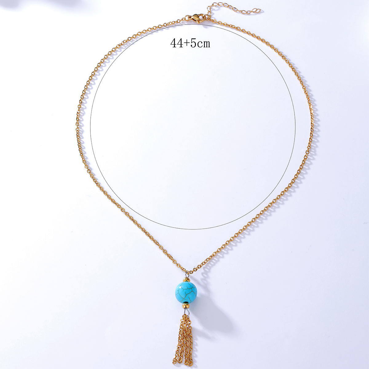 European And American New Fashion Temperament Wild Simple Atmosphere Clavicle Chain Accessories Blue-green Tiger Eye Stone Pendant Tassel Necklace display picture 3