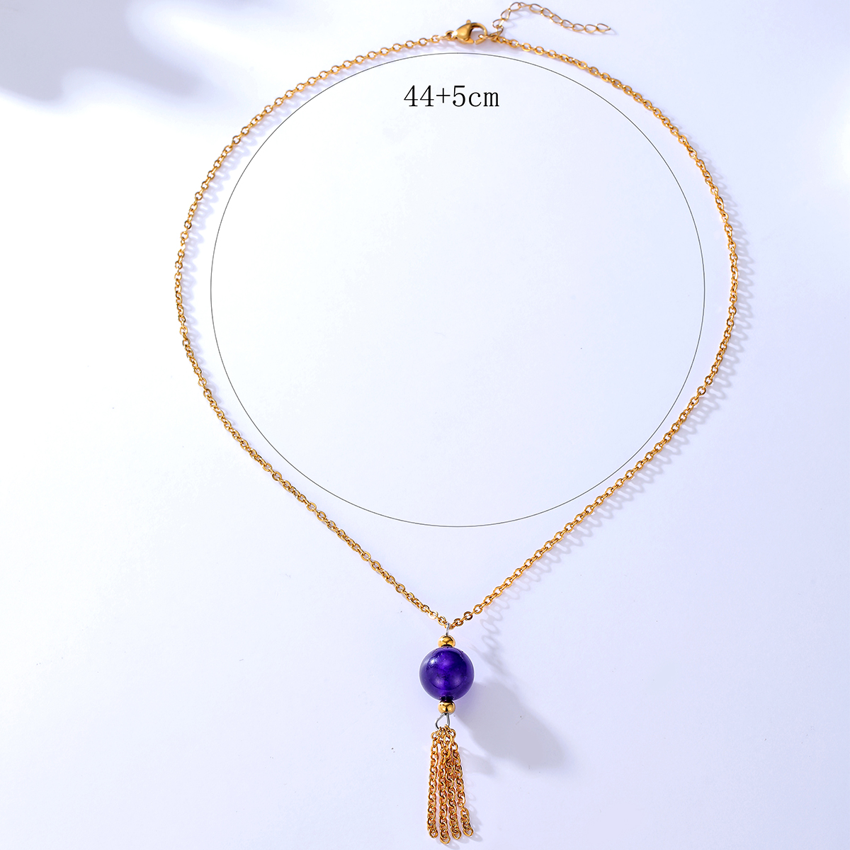 European And American New Fashion Temperament Wild Simple Atmosphere Clavicle Chain Accessories Purple Blue Tiger Eye Stone Pendant Tassel Necklace display picture 3