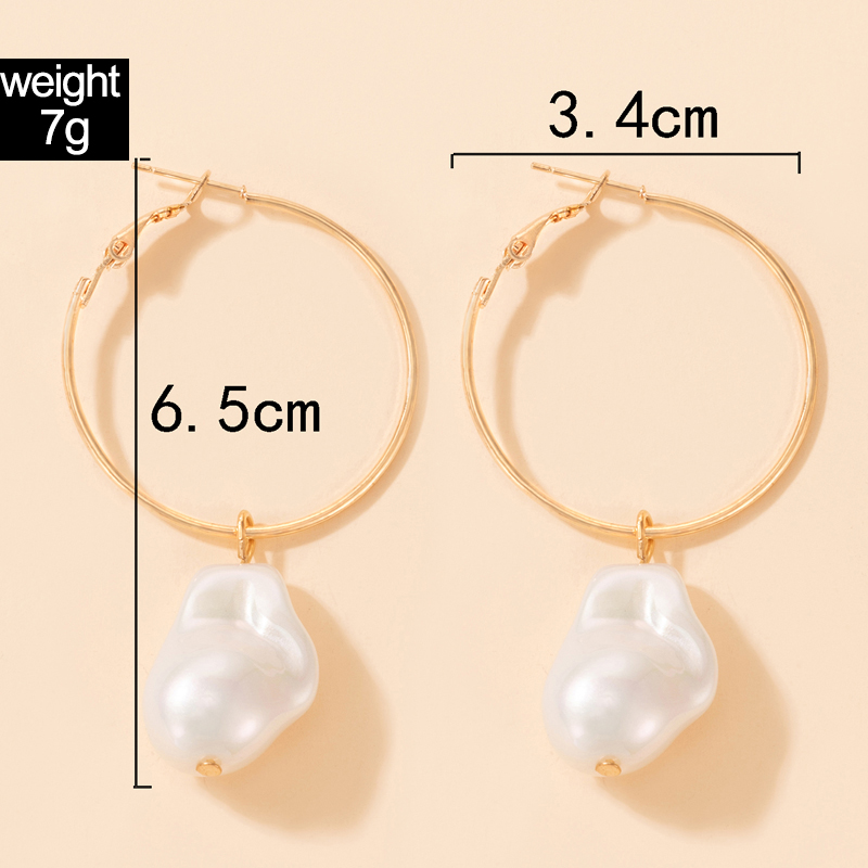 Cross-border Fashion Ol Jewelry Pearl Beaded Ring Earrings Rice Bead Alloy Geometric Earrings display picture 27