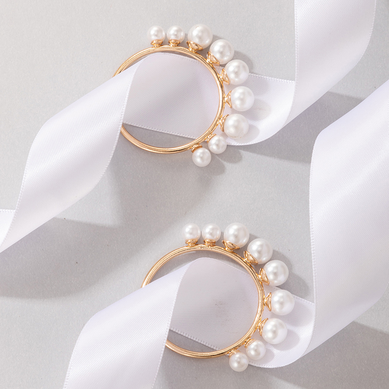 Cross-border Fashion Ol Jewelry Pearl Beaded Ring Earrings Rice Bead Alloy Geometric Earrings display picture 38